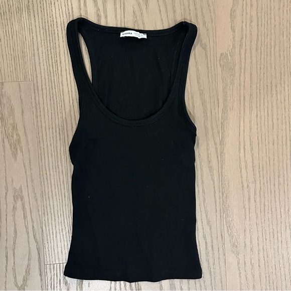 Bershka Tops - Bershka Ribbed Cotton Black Sleeveless Women's Tank Top